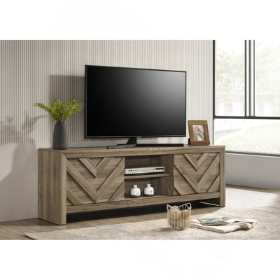 Meuble télé 1pc rustique à motif de chevrons contemporains et traditionnels