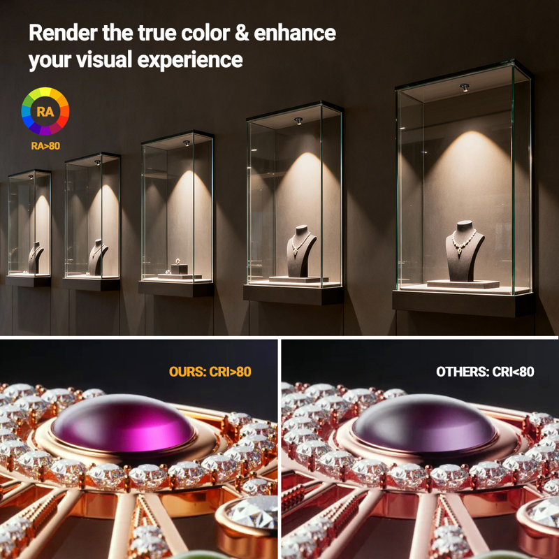 Vst Cf03 12V 4000K Spotlight Rotative Downlight Cri 80+ pour vitrine de bijoux Boutique de vêtements et vitrines, Noir