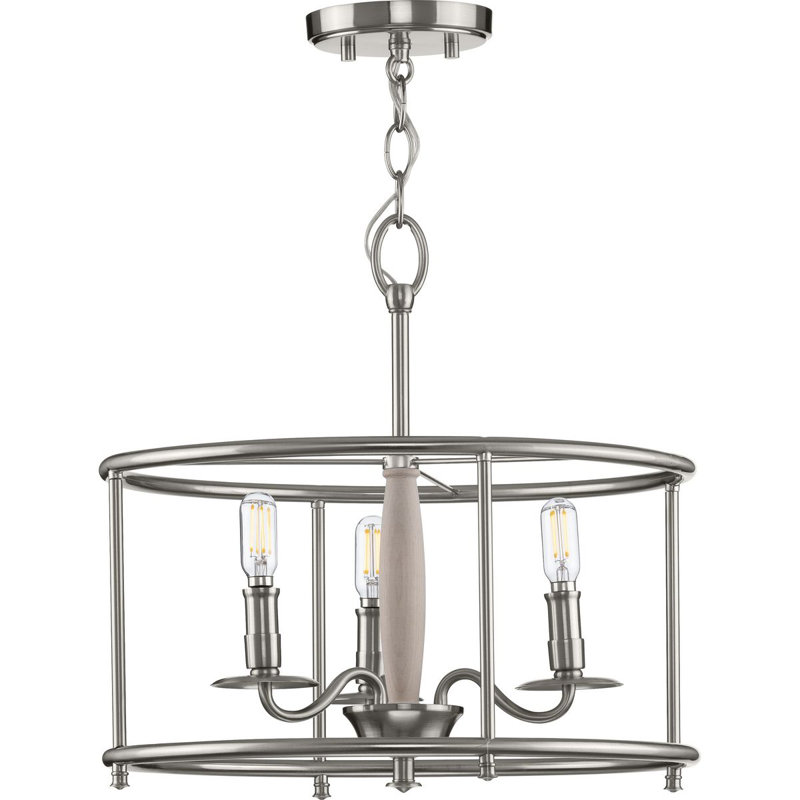 Rourke 3 - Light Candle Style Pendant, Brushed Nickel