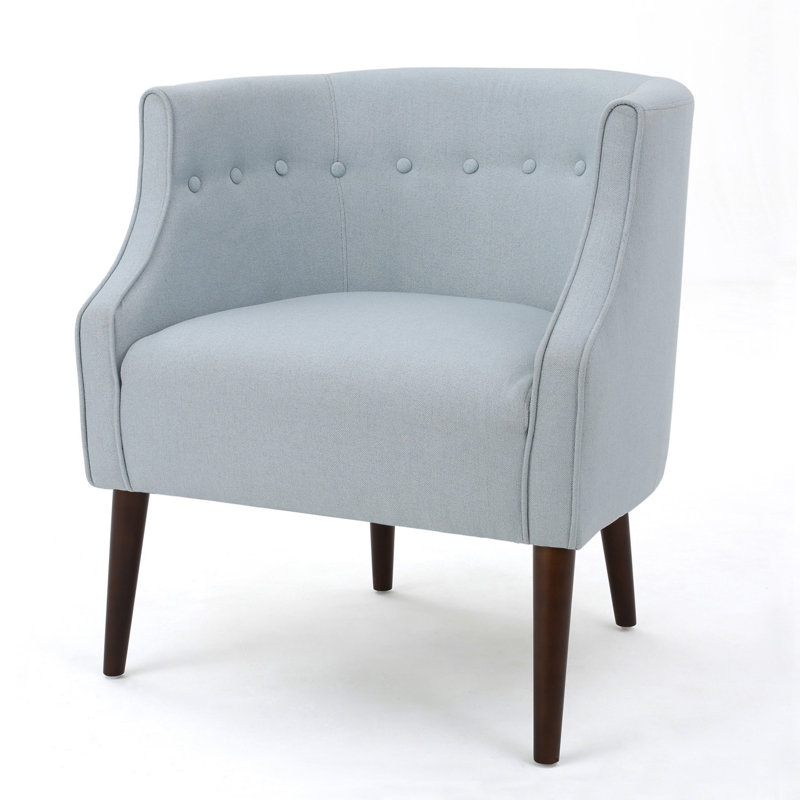 Kamdyn 73.03Cm Wide Tufted Barrel Chair, Light Blue Fabric