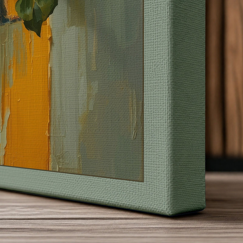 Yellow Blooms in Gold Botanical - Wrapped Canvas, 30x20 - 76.2 x 50.8 cm, Sage Border