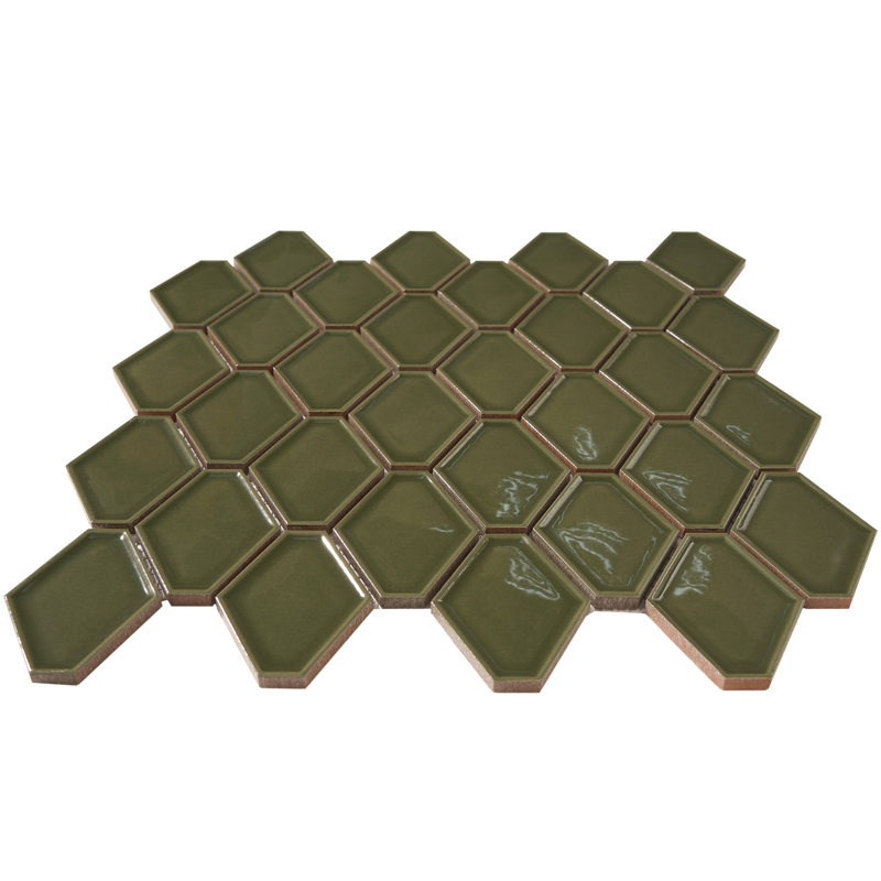 Carrelage à motif mosaïque en porcelaine 2 po x 6 po, Vert