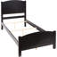 Lit simple de couleur noire avec lit pour jeunes et tête de lit en bois d'hévéa