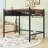 Metal Loft Bed with Bookshelf and Guardrails-1676270418