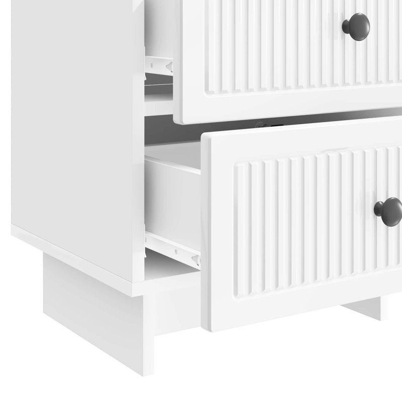 43cm W Manufactured Wood Bedside Table, High Gloss White