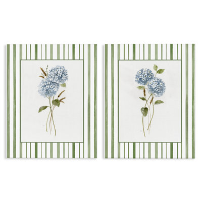 Ensemble de 2 toiles de blé et d'hortensias, conception par Nan