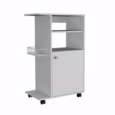 Kitchen Cart, Single Door Cabinet, Four Casters