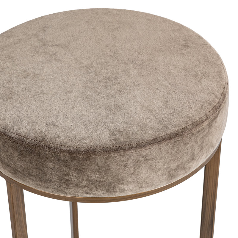 Quinn Upholstered Fabric Counter Stool, Taupe Seat/Brass Frame