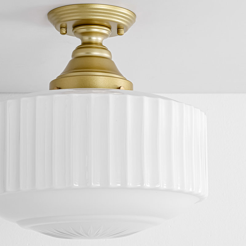 Suspension lumineuse Ashly 1 - Style école, en verre, pour îlot de cuisine, à intensité variable.