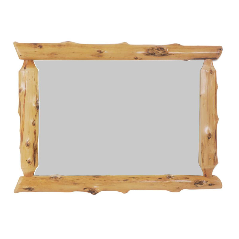 Fireside Lodge Cedar Log Half-Log Mirror - With Glass - Natural - 36"W x 36"H, 36" W x 36" H