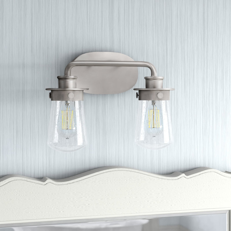 Éclairage pour salle de bain à intensité variable 2 lumières DeRon, Nickel brossé