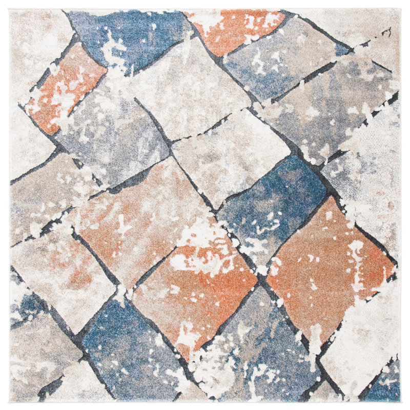 Coppertone Performance Geometric Rug, Square 6'7"