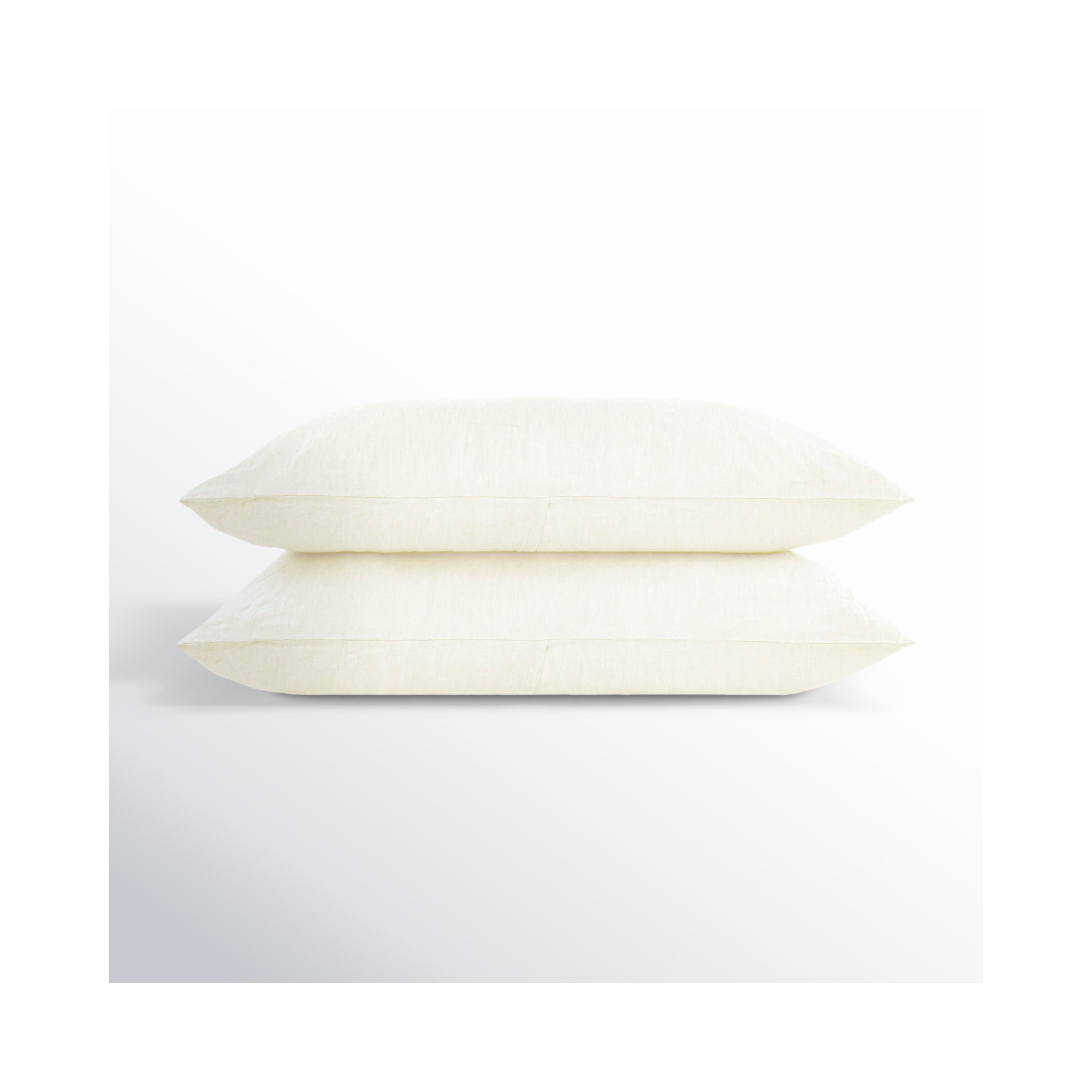 100% French Linen Pillowcase Set, Cream, Standard Pillowcase