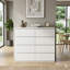 Commode blanche à 8 tiroirs en bois, grande commode moderne pour garde-robe de chambre à coucher