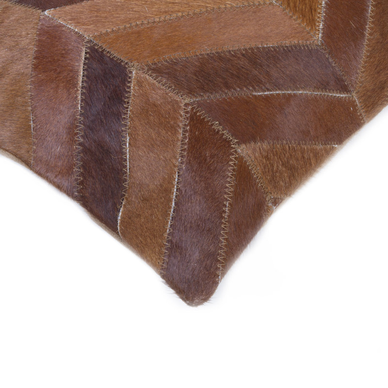  Housse de coussin rectangulaire en cuir et insert, Brun clair