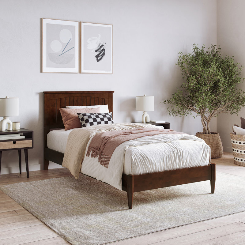  Lit plateforme Amandalee, Noyer, Simple TG
