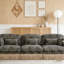 Comfy Chenille Leopard Printing Sofa,Delicate Tassel Edge,Movable Ottomans,Modern Fashion Style-1986374424