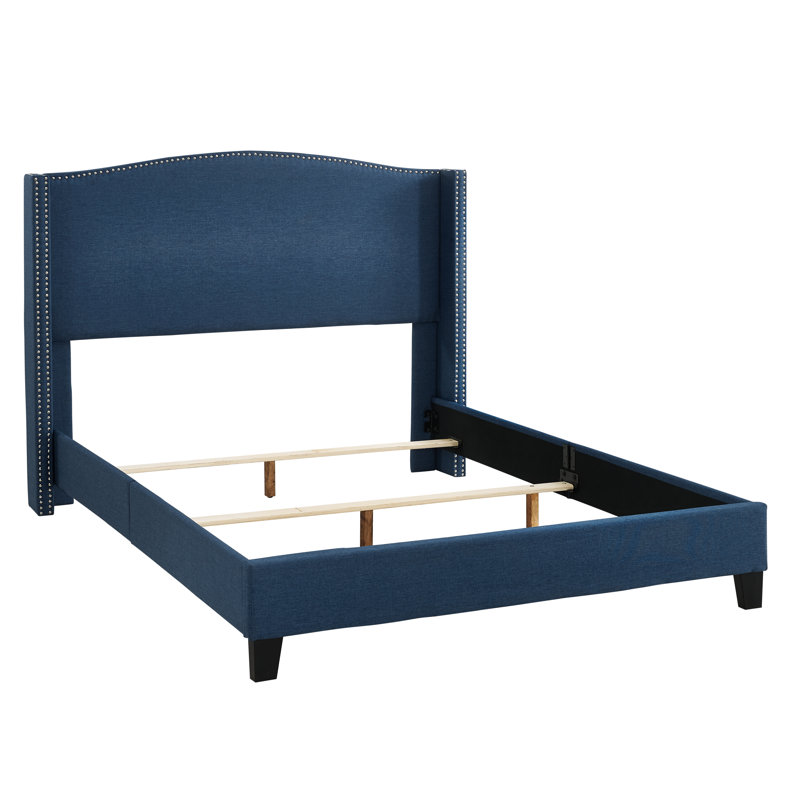 Lit tapissier standard à profil bas Olen, Très grand, Bleu