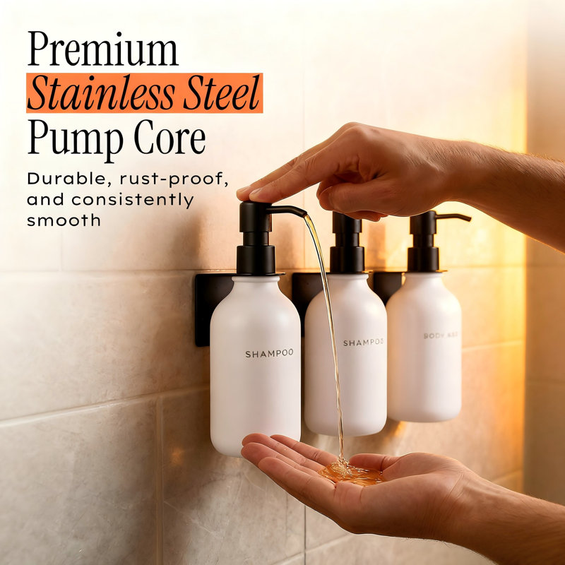 Ensemble de 3 distributeurs de shampooing et revitalisant muraux (blanc et noir)