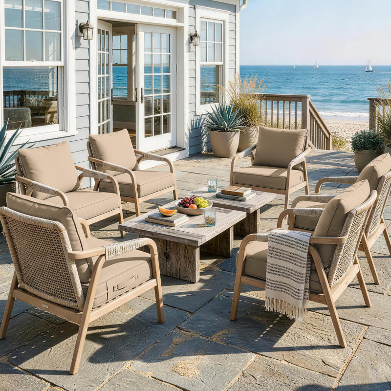 Outdoor Cushion Slipcovers All-Weather Patio Cushion Covers For Outdoor Furniture, Covers Only, Sand, 24" W x 24" D, 6