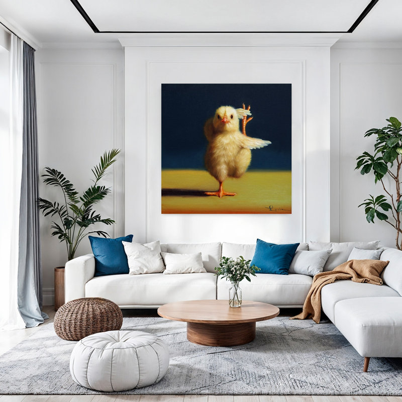 Art contemporain urbain avec oiseau poussin de yoga, H 48 po x l 48 po