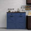 Armoire, maison de campagne, poubelle double inclinable bleue