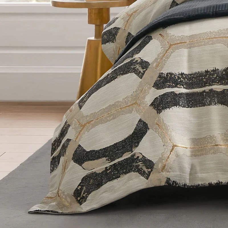 Noir Black Geometric Duvet Set, King