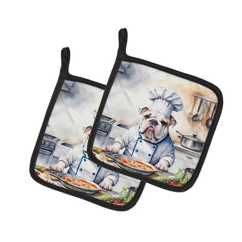 Caroline's Treasures The Dog Chef Polyester Potholder Set