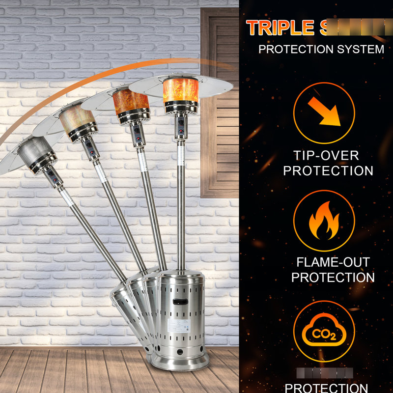 Chauffe-terrasse d'extérieur avec allumage simple 48000, fixateur de sol, adapté pour et au bord de la piscine