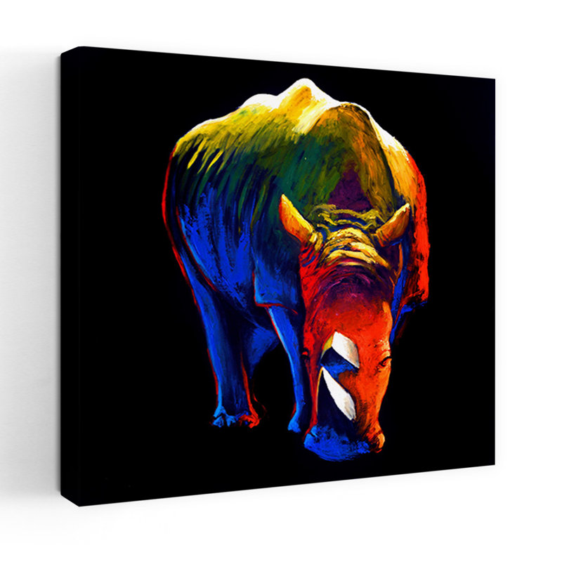Art rhinocéros contemporain, H 18 po x l 18 po