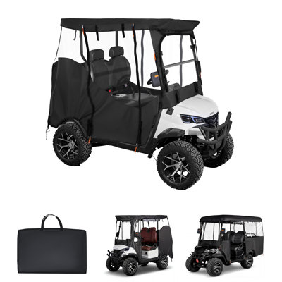 Housse de voiturette de golf, voiturette de golf 2 et 2 + 2 places, housse de voiture de club Oxford en tissu 420D imperméable qui convient à la plupart des voiturettes de voiture de club, y compris les revêtements en PVC, les revêtements en PVC et les crochets à l'épreuve du vent