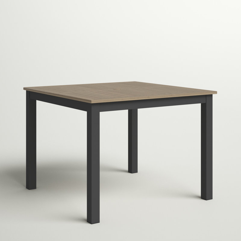 Table de salle à manger carrée 39 po Travira, Carbone, Bois de teck rétro