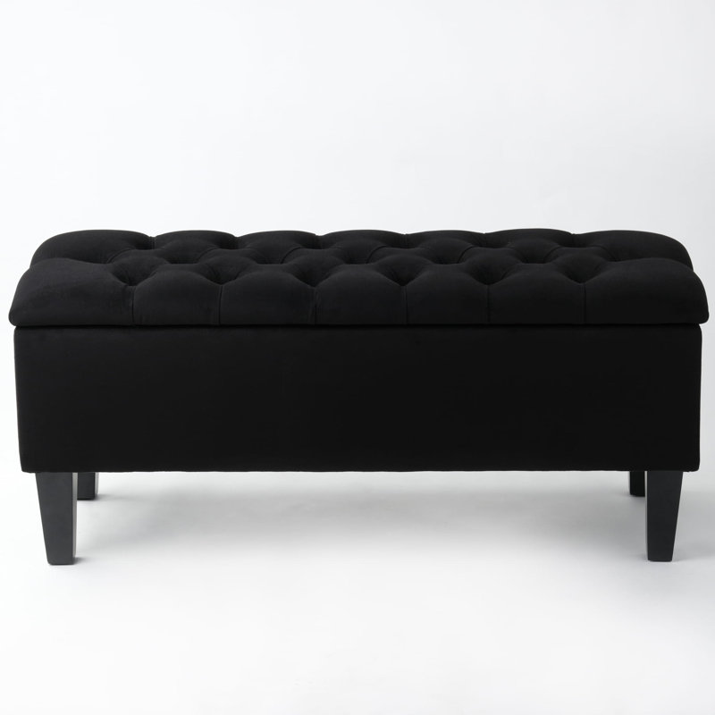 Velvet Upholstered Storage Bench, 42cm H x 60cm W x 40cm D