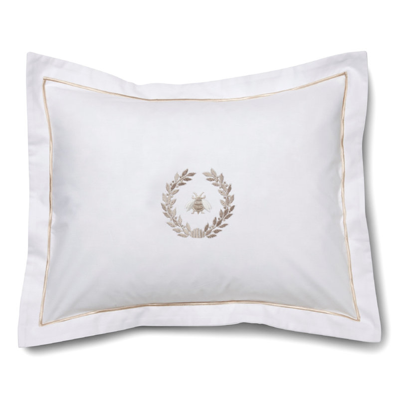 Jacaranda Living Napoleon Bee Wreath Boudoir Cotton Lumbar Pillow Cover, Beige