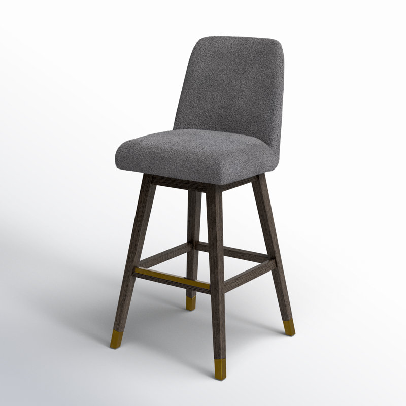 Tabouret pivotant Cesley Deryn, Tabouret de bar (siège d’une hauteur de 30 po), Chêne gris, Sherpa gris performance