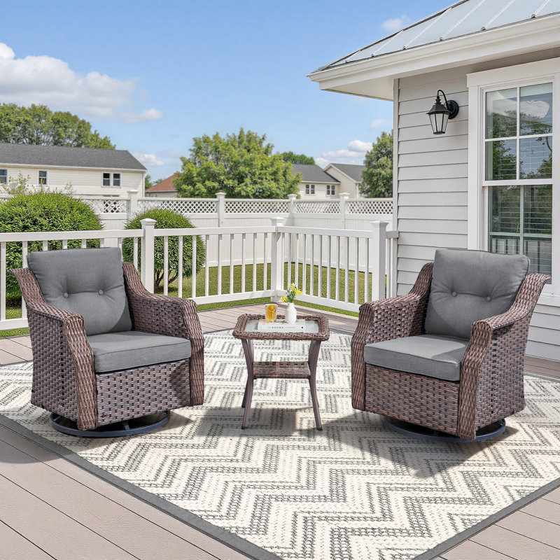 Ensemble de chaises berçantes pivotantes pour l'extérieur, Gris