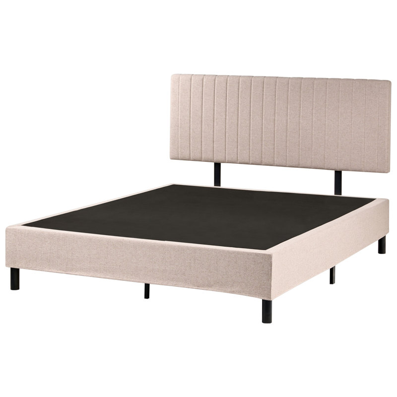 Upholstered Fabric Bed with Mattress, European Kingsize (160 x 200 cm), Beige