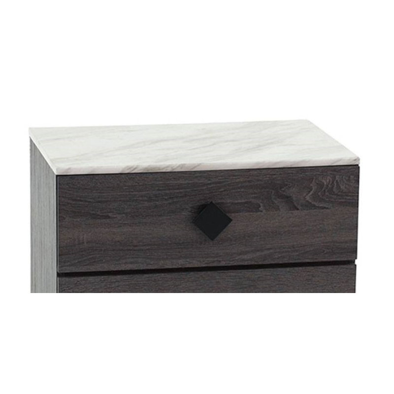 Table de chevet 2 tiroirs Gurdas, Gris