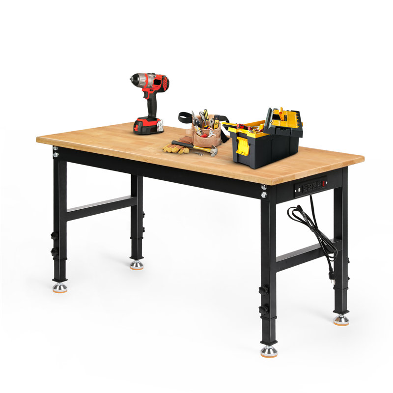 Établi en bois à hauteur réglable Dicha, H 37 po x l 48 po x P 24 po
