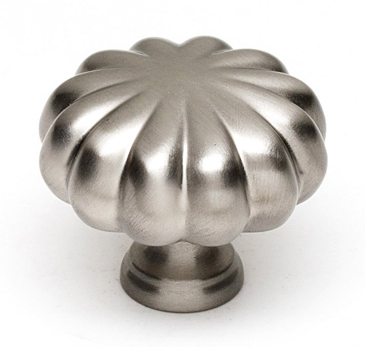 Round Cabinet Knob, Satin Nickel, 0.9375" H x 1.25" W x 0.5" D