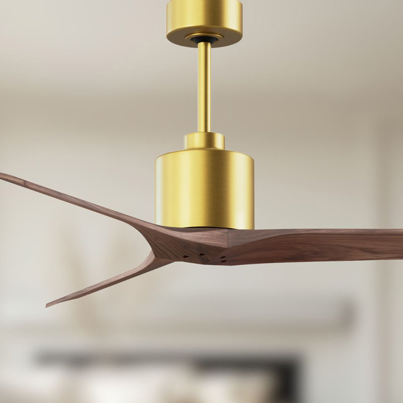 Mollywood - 42" Ceiling Fan - Textured Bronze Finish - Matte Black Blades, Walnut, Brushed Brass, 52"