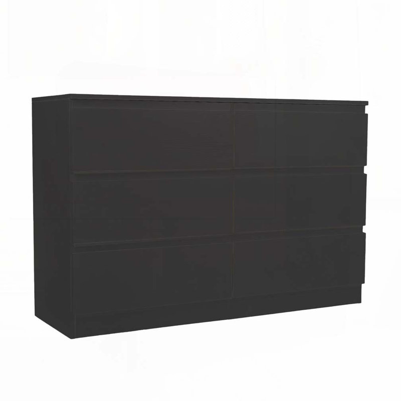 Commode 6 tiroirs, Noir