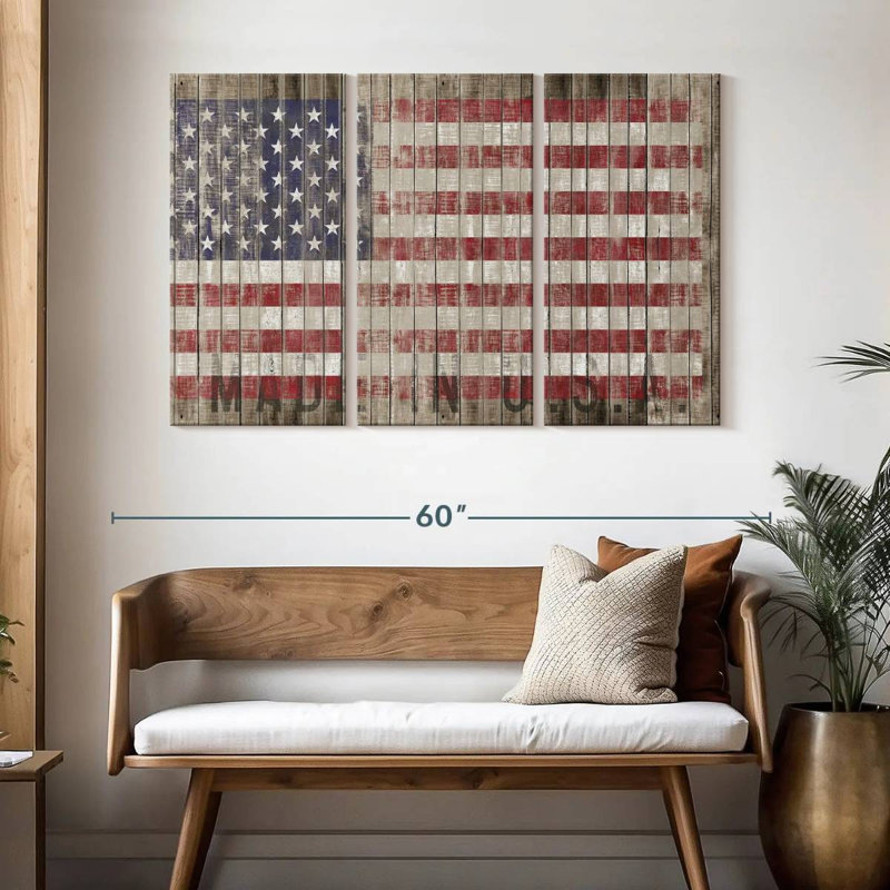 Borges American Flag Wooden Grunge, 32" H x 50" W
