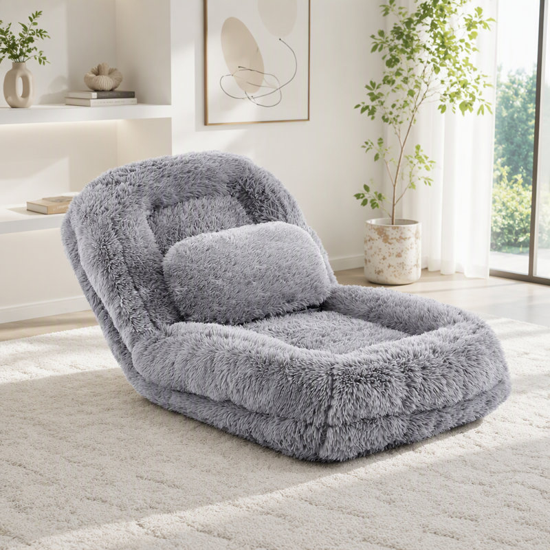 Lit pour chien humain, canapé paresseux, convertible réglable à 5 positions, Gris clair