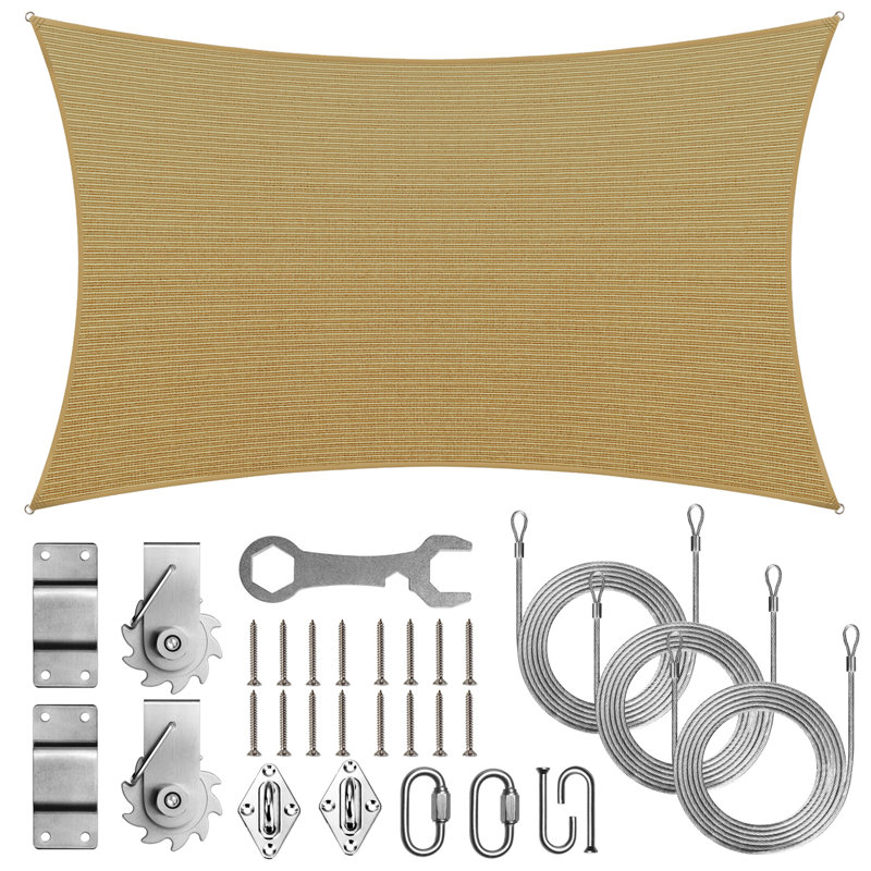 Toile d'ombrage rectangulaire Royal Shade avec treuil d'installation, Brun, 16 pi x 20 pi
