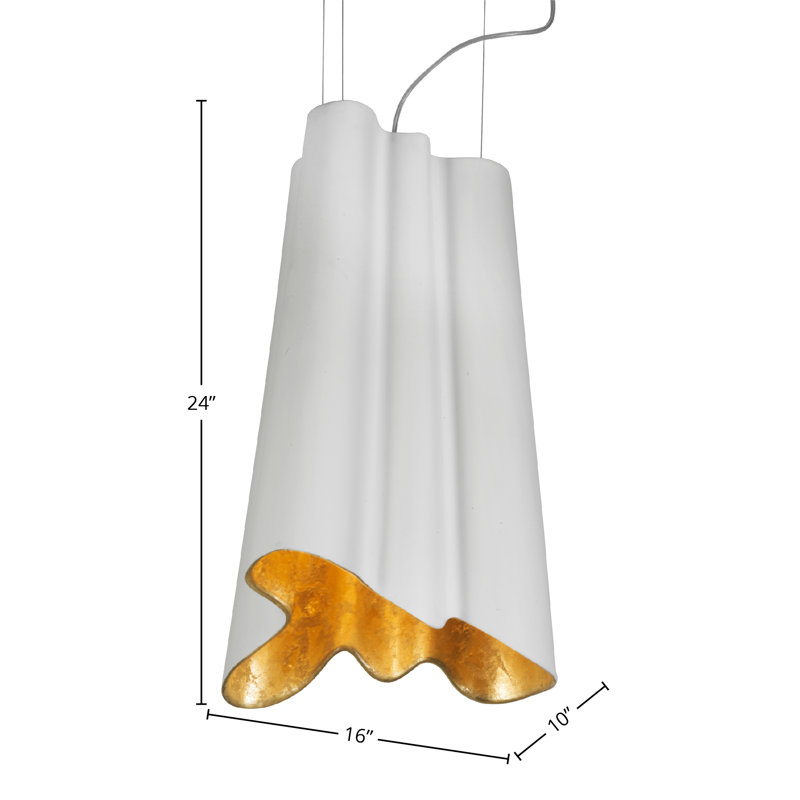 Nove Ceramica 1-Light Pendant, White/Gold
