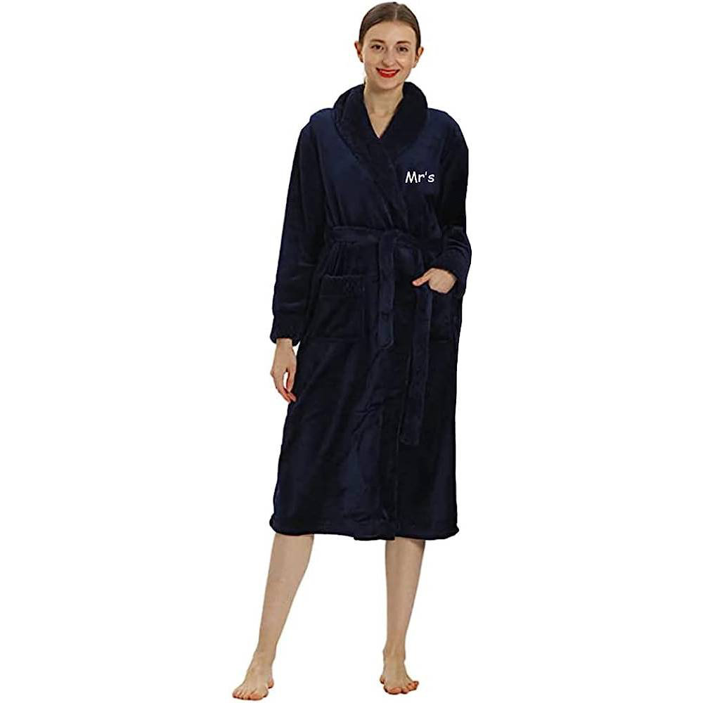 Parkside Fleece Mid-Calf Bathrobe with Pockets and Hood