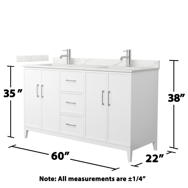 Elan 66'' W Vanity, 8" Center, White / Brushed Nickel, 60'' W