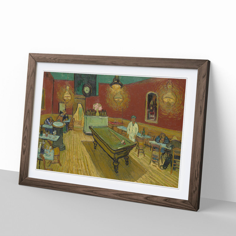 The Night Cafe Vol.2 by Vincent Van Gogh - Picture Frame Painting, Walnut Framed, 27cm H x 36cm W x 2cm D