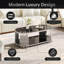 Table basse ovale moderne FFZ 47 po avec étagères à deux niveaux en verre trempé noir et structure en acier inoxydable poli-134671330-134671328